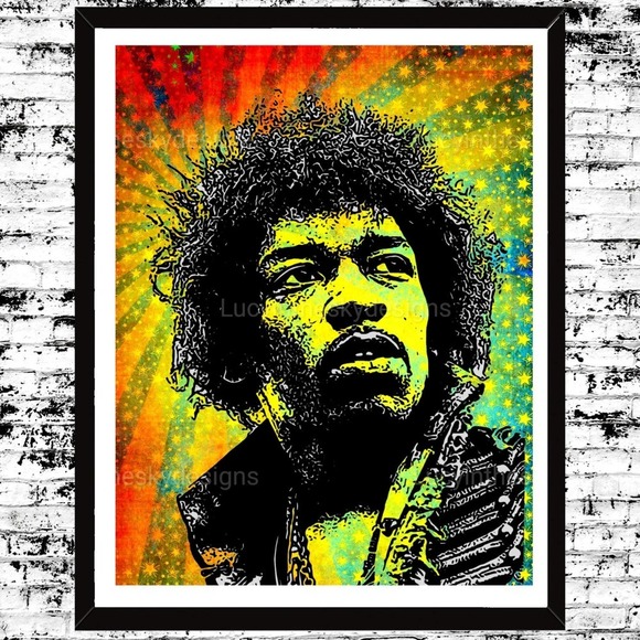 Handmade Other - Jimi Hendrix Guitarist Music Psychedelic Music Legend 60's Art Print 8.5x11